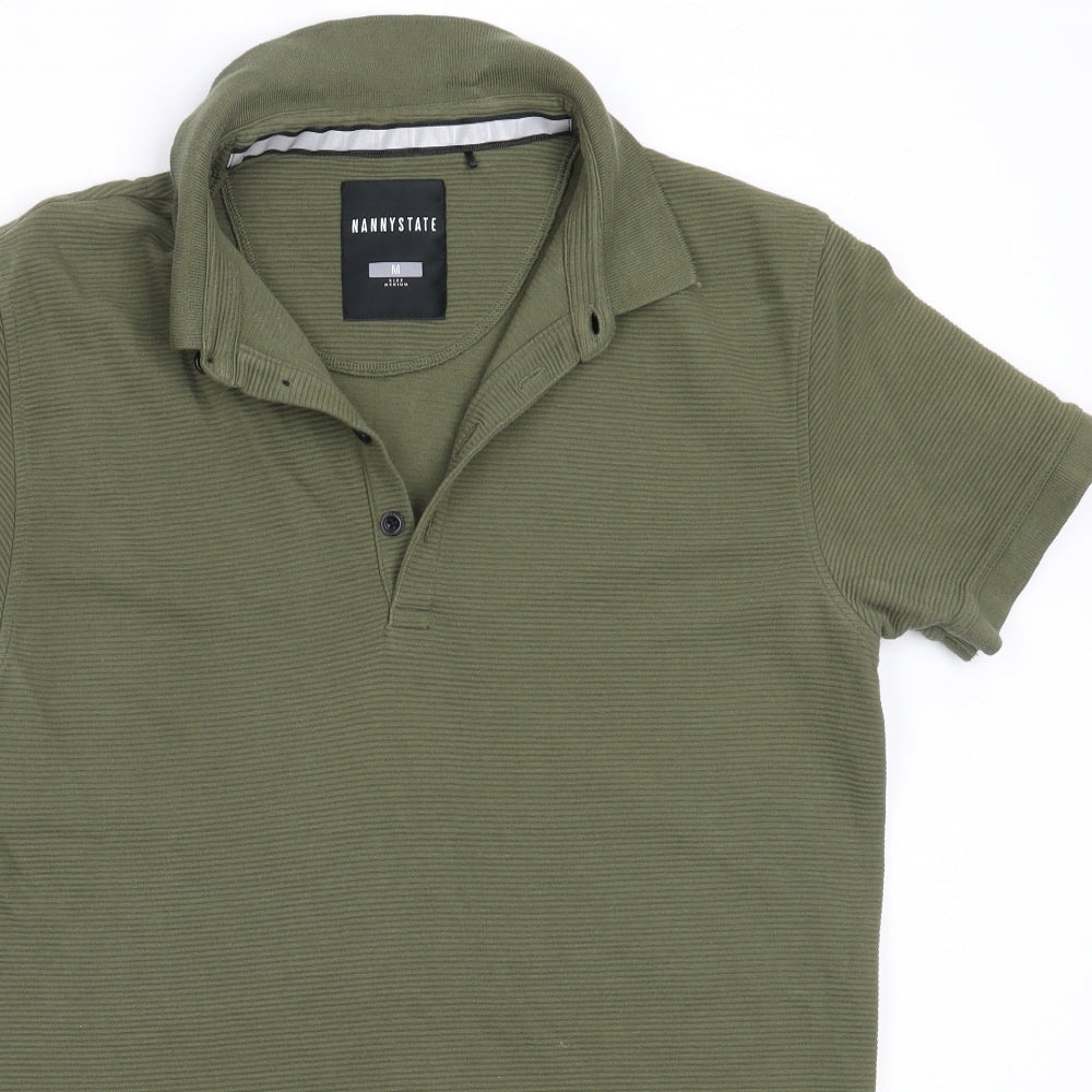 Nanny State Mens Green  Cotton  Polo Size M Collared