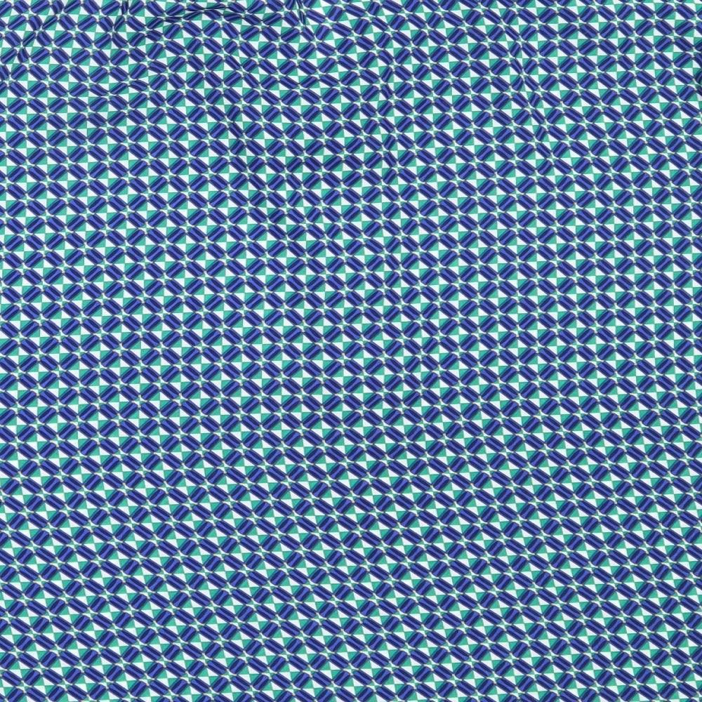 Dunnes Stores Womens Blue Geometric Polyester Basic Blouse Size M Round Neck