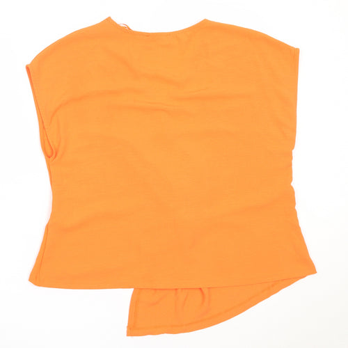 Gallery Womens Orange  Polyester Basic Blouse Size M V-Neck