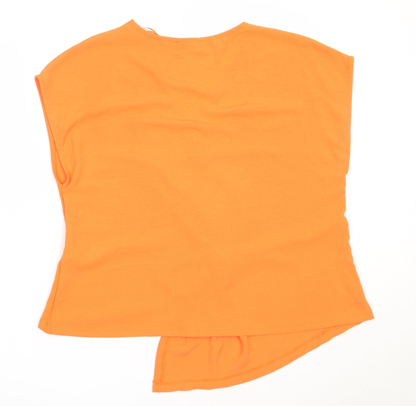 Gallery Womens Orange  Polyester Basic Blouse Size M V-Neck