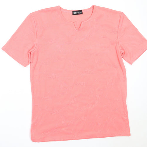 Bonita Womens Pink  Polyester Basic T-Shirt Size M V-Neck