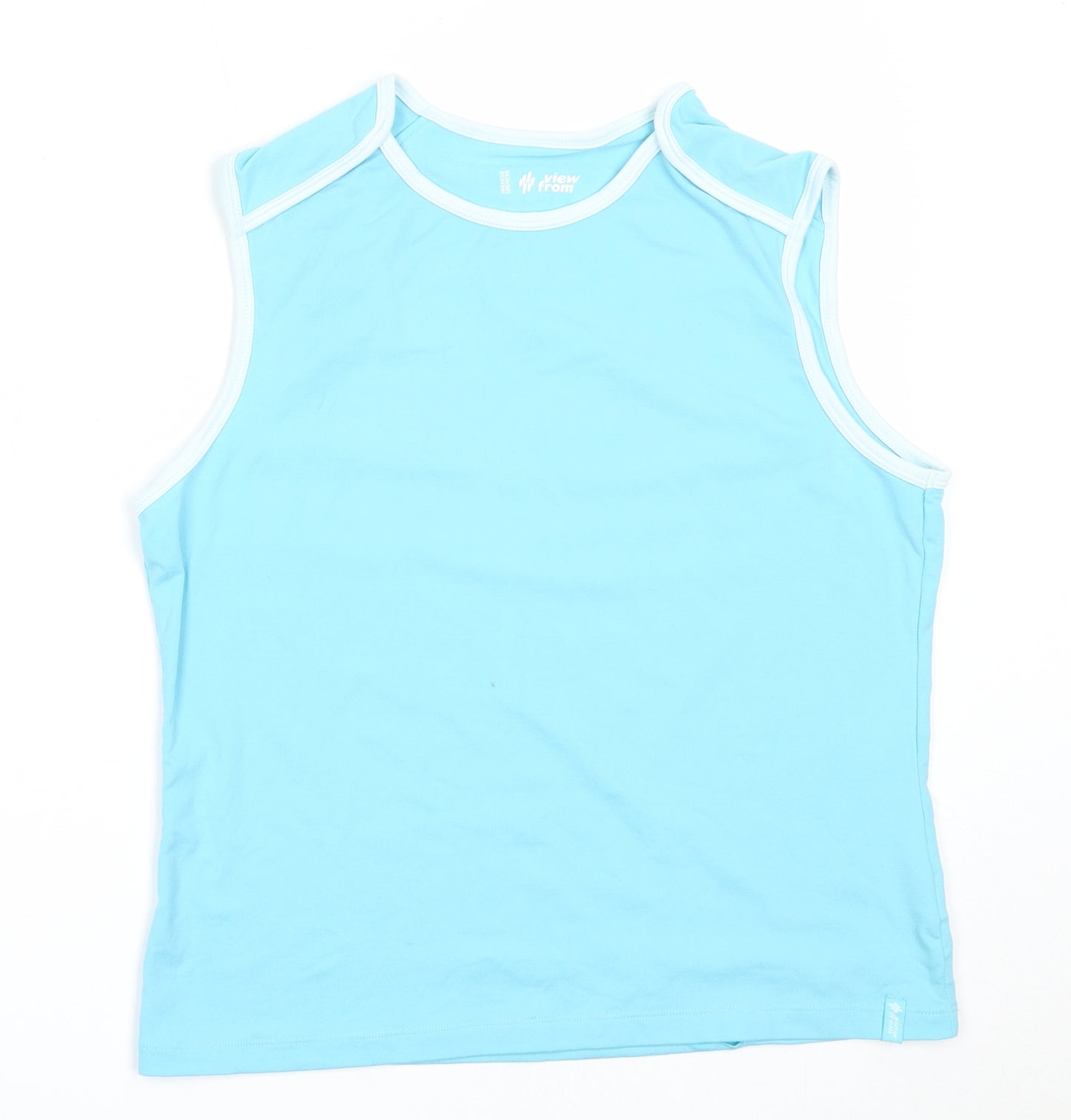 Marks and Spencer Womens Blue  Polyamide Basic Tank Size 16 Round Neck