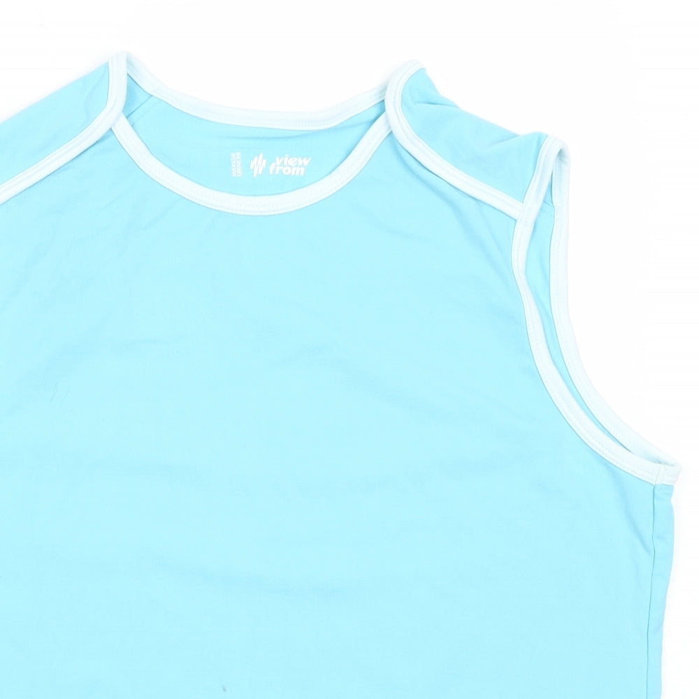 Marks and Spencer Womens Blue  Polyamide Basic Tank Size 16 Round Neck