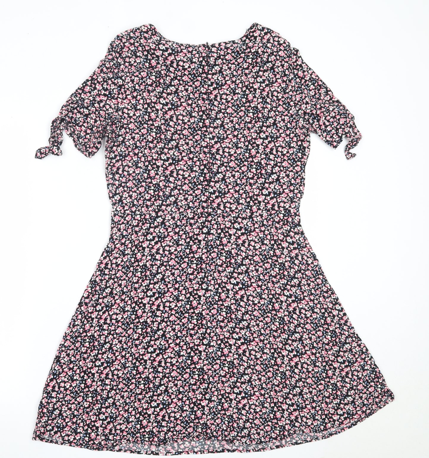 NEXT Womens Black Floral Viscose Fit & Flare  Size 12  Round Neck