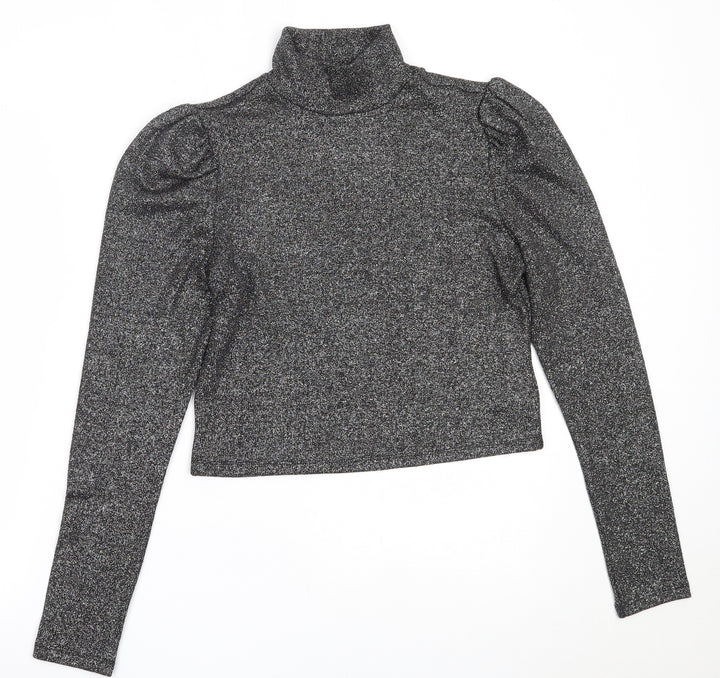 H&M Womens Black High Neck  Polyester Pullover Jumper Size L