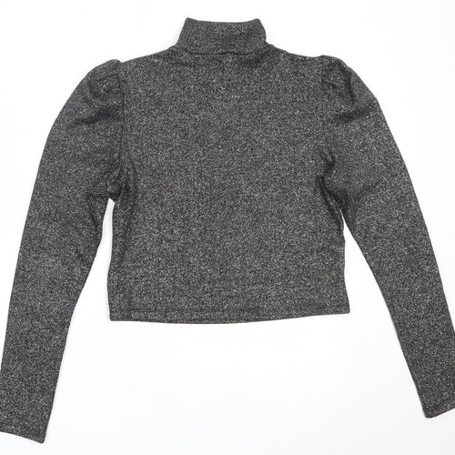 H&M Womens Black High Neck  Polyester Pullover Jumper Size L