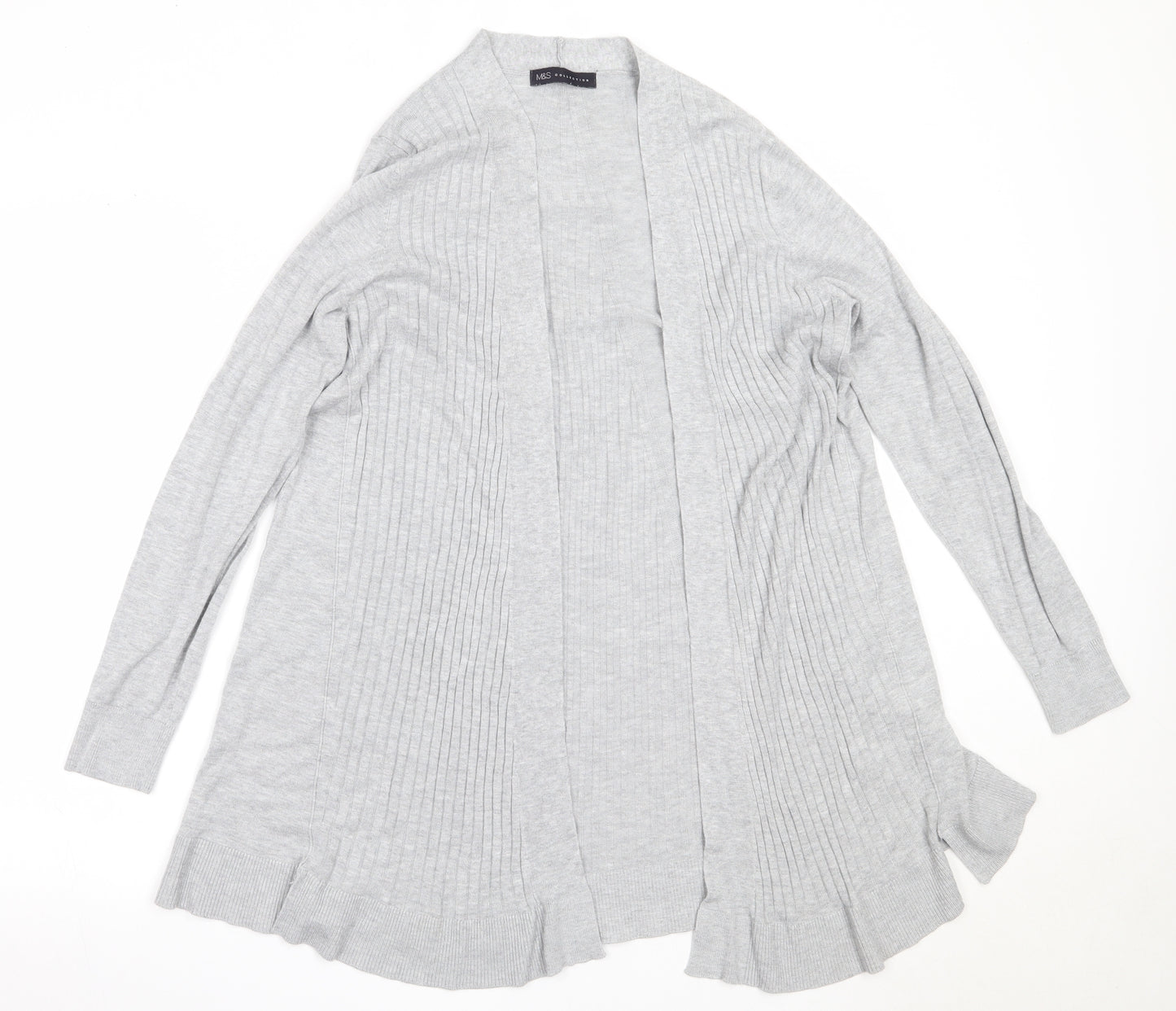 Marks and Spencer Womens Grey Round Neck  Viscose Cardigan Jumper Size M