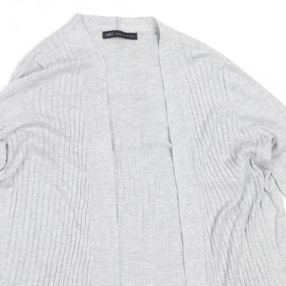 Marks and Spencer Womens Grey Round Neck  Viscose Cardigan Jumper Size M