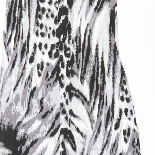 Studio Womens Black Animal Print Viscose Fit & Flare  Size 8  Round Neck