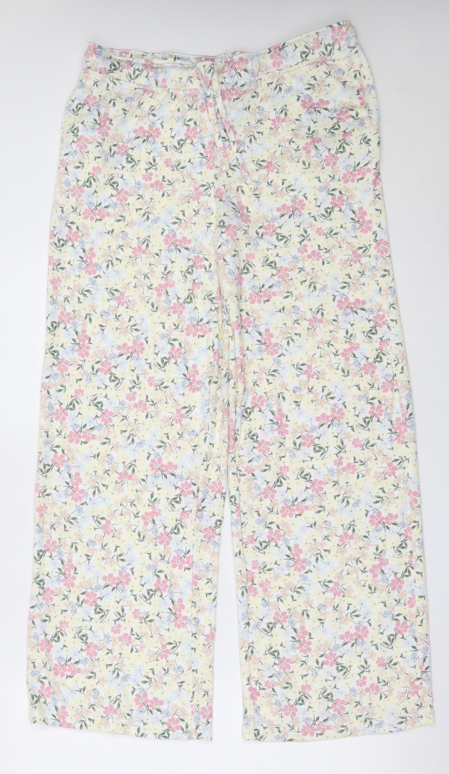 Primark Womens Ivory Floral Polyester Capri Pyjama Pants Size M