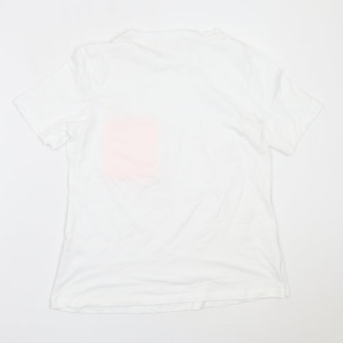 Savior  Womens White  Cotton Basic T-Shirt Size M Round Neck