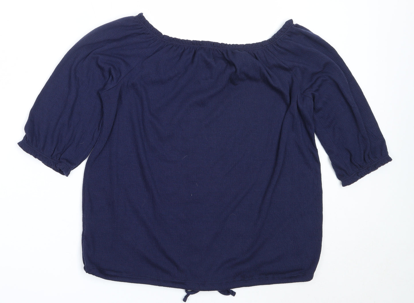 Papaya Womens Blue  Polyester Basic Blouse Size 12 Off the Shoulder