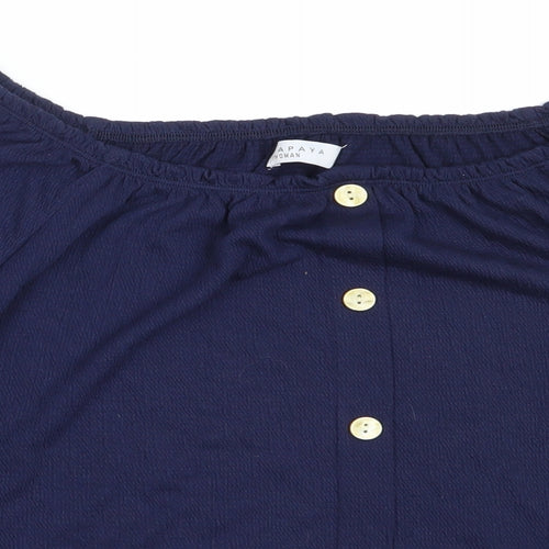 Papaya Womens Blue  Polyester Basic Blouse Size 12 Off the Shoulder