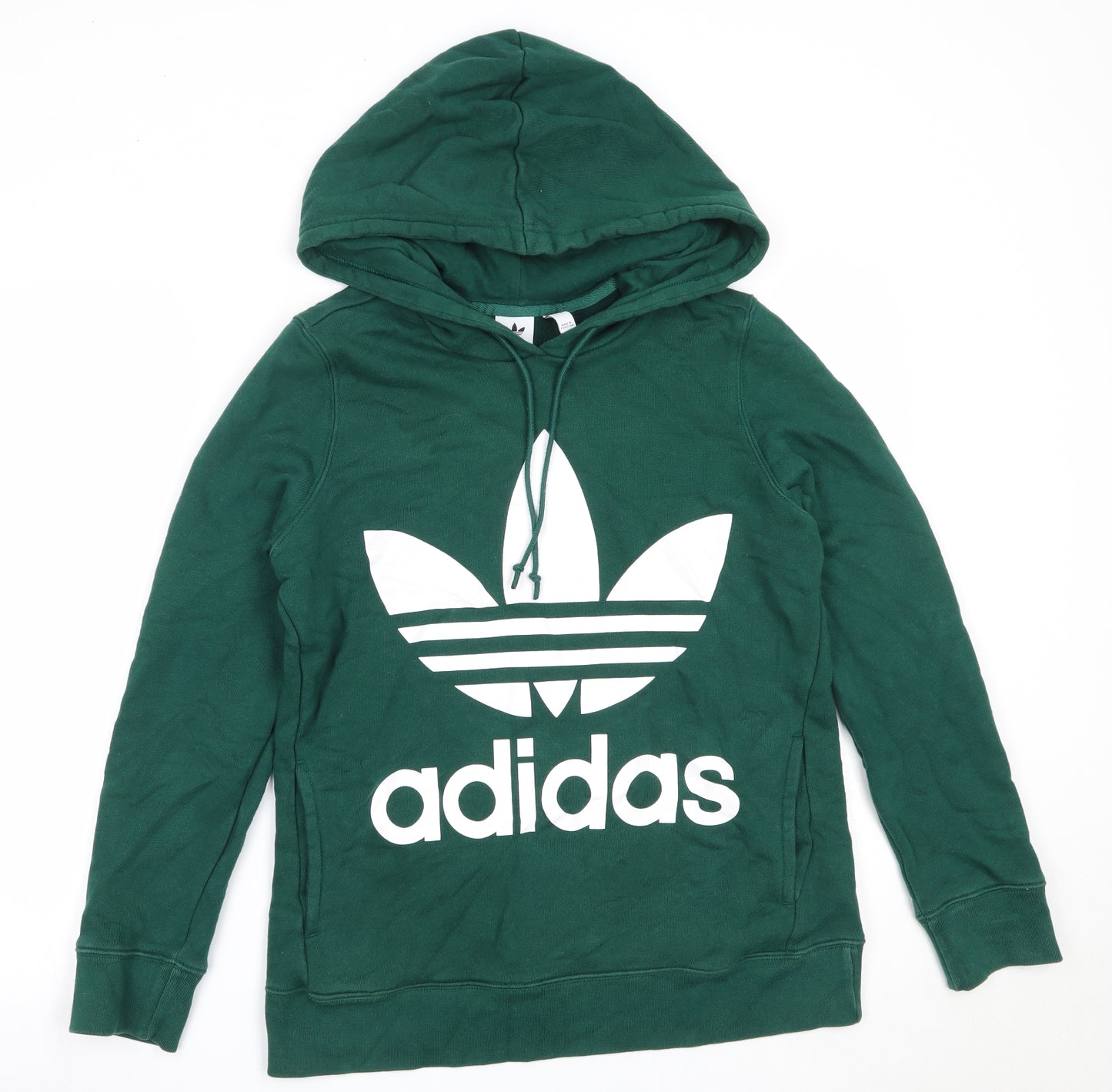 adidas Womens Green  Cotton Pullover Hoodie Size 8