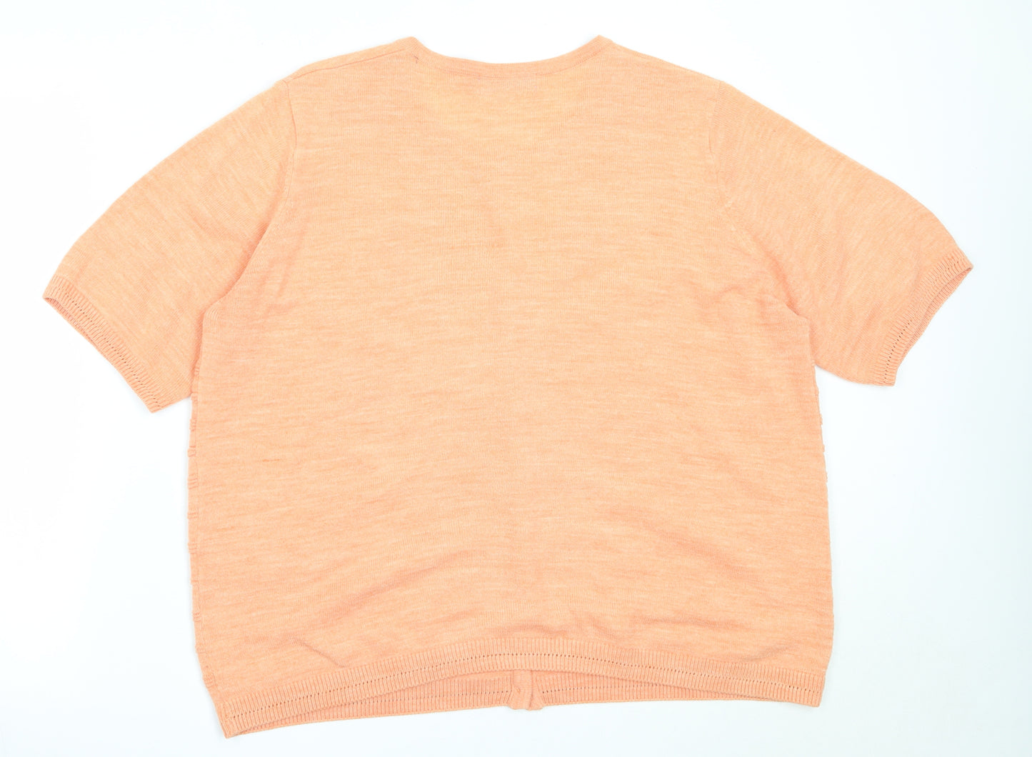 EWM Womens Orange Round Neck  Acrylic Cardigan Jumper Size L