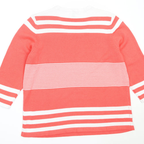 Preworn Womens Pink Square Neck Striped Acrylic Pullover Jumper Size 20