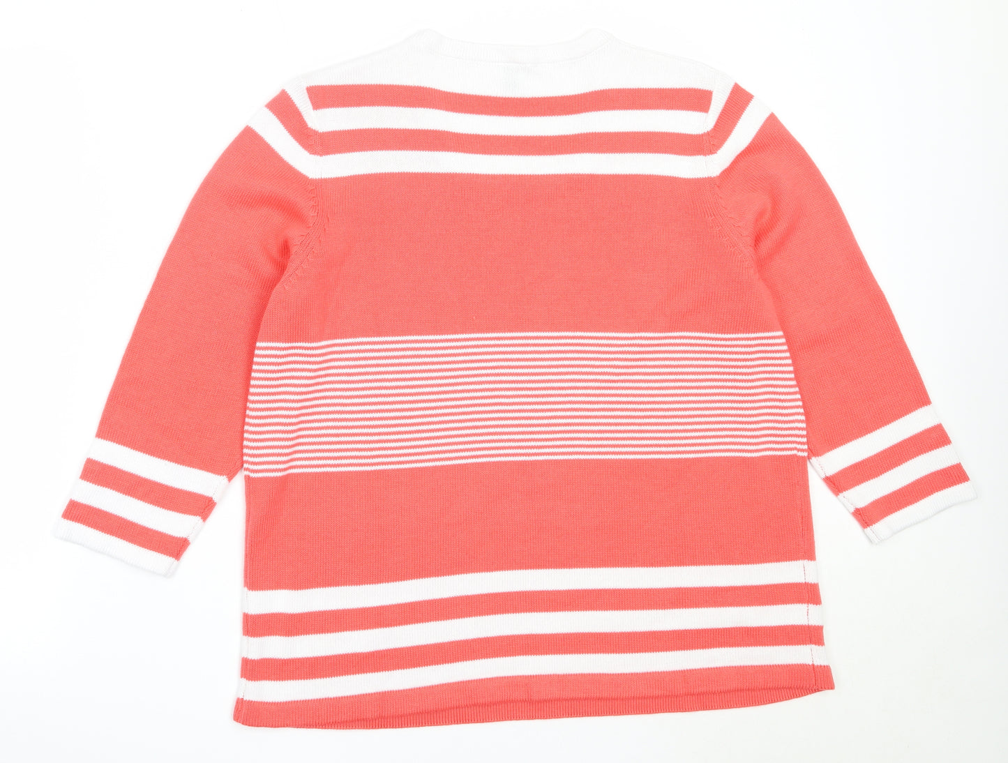 Preworn Womens Pink Square Neck Striped Acrylic Pullover Jumper Size 20