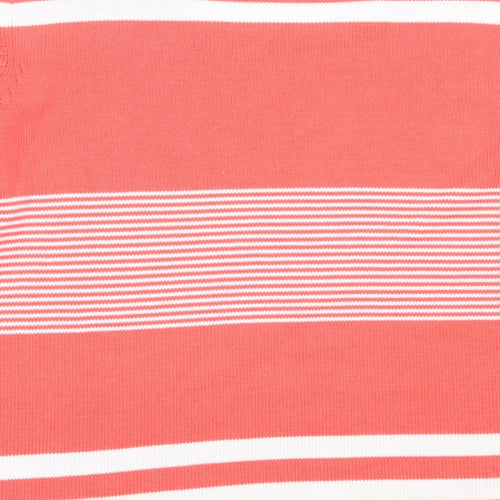 Preworn Womens Pink Square Neck Striped Acrylic Pullover Jumper Size 20