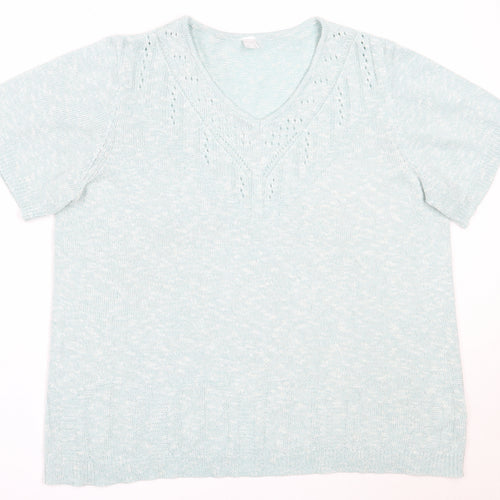 Preworn Womens Green V-Neck  Acrylic Pullover Jumper Size 20