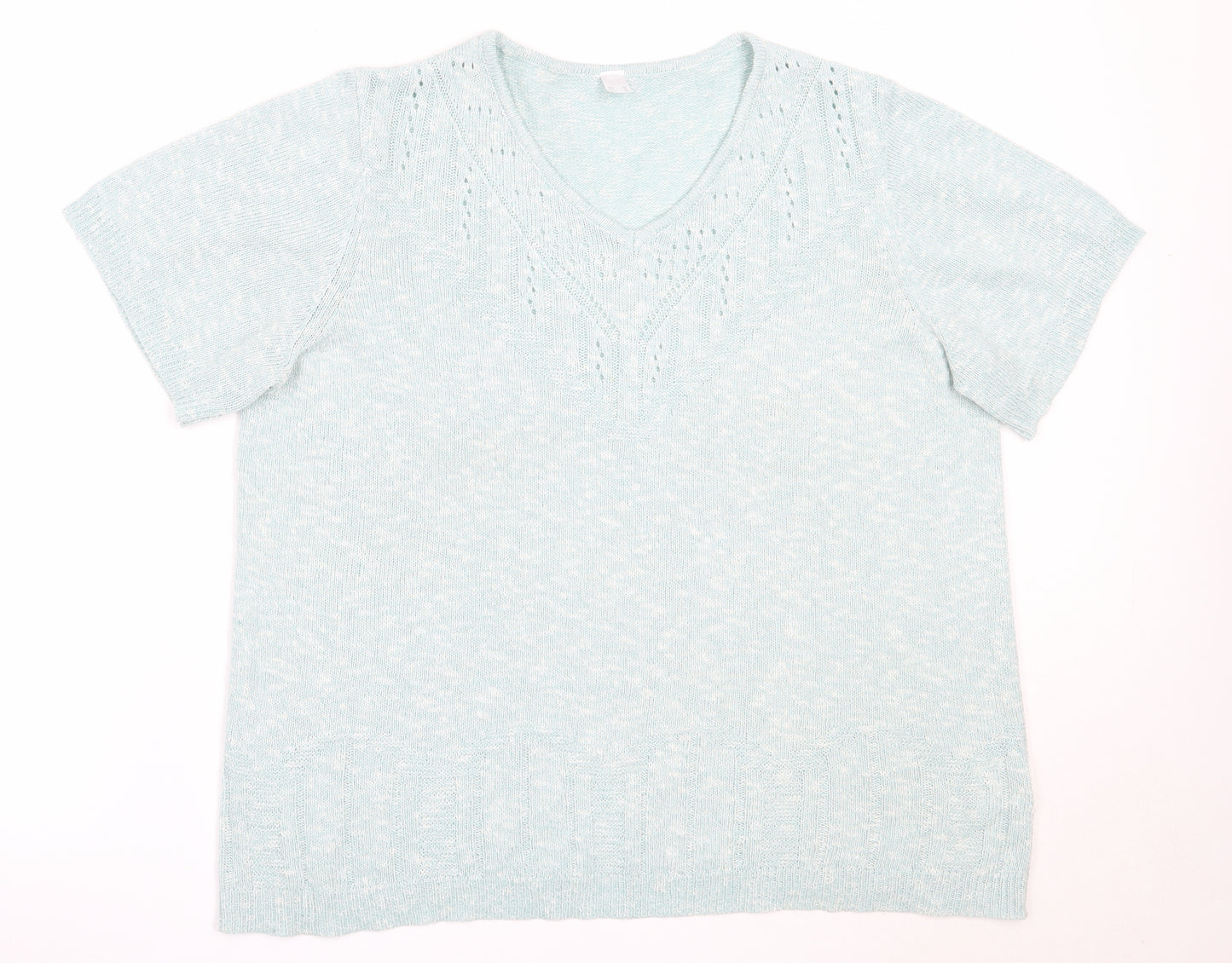 Preworn Womens Green V-Neck  Acrylic Pullover Jumper Size 20