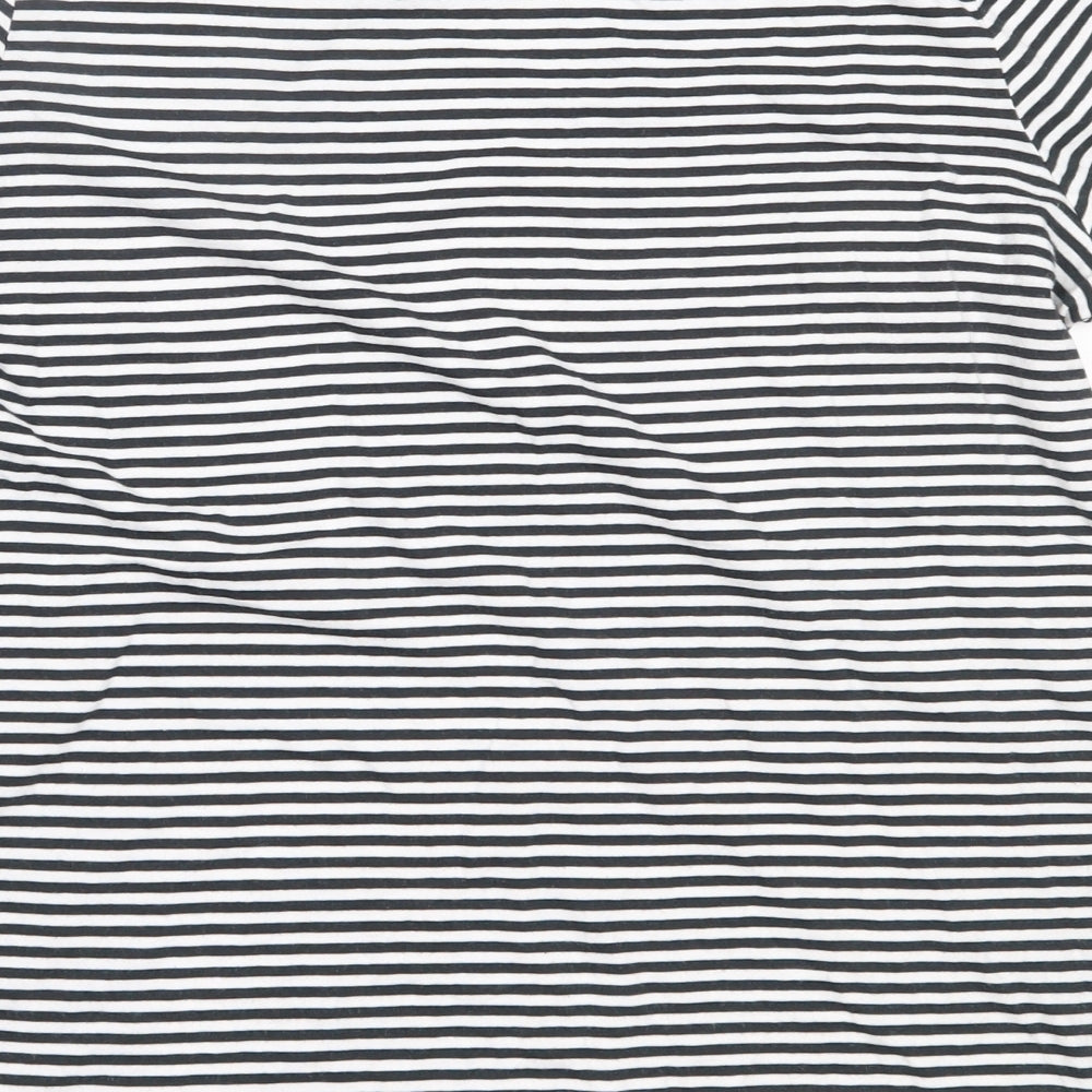 NEXT Womens Black Striped Cotton Basic T-Shirt Size 12 Round Neck