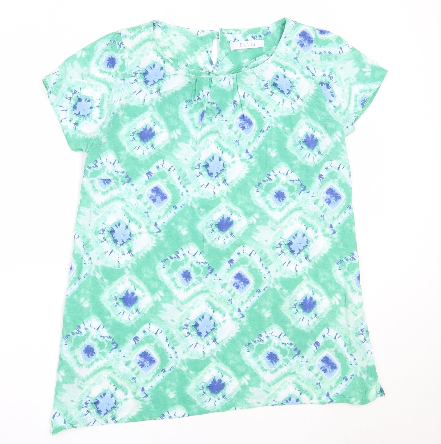 Evans Womens Green  Viscose Basic Blouse Size 16 Round Neck