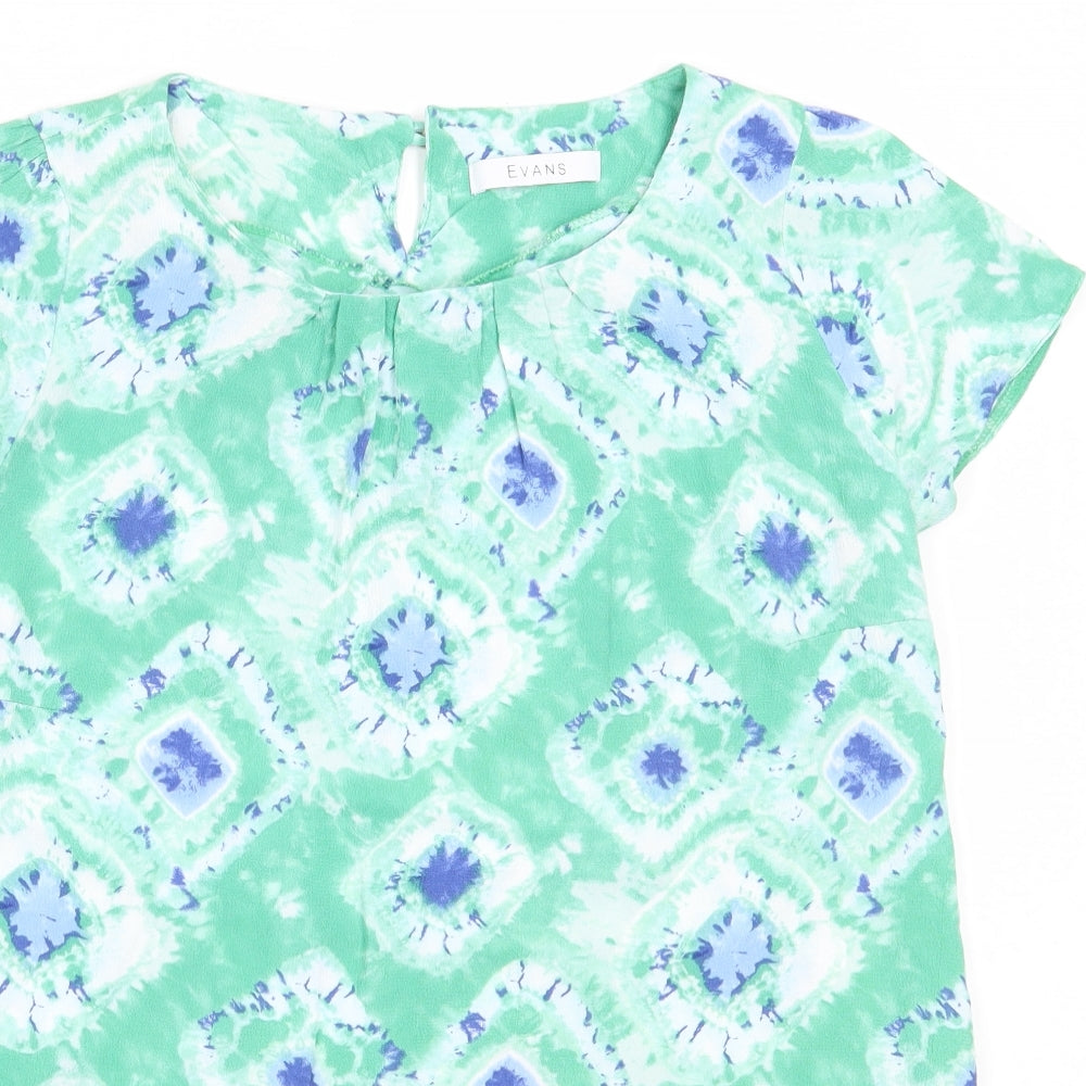 Evans Womens Green  Viscose Basic Blouse Size 16 Round Neck