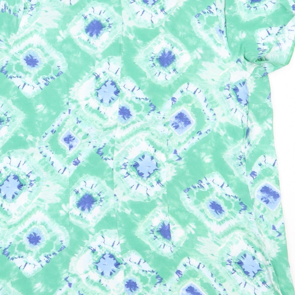 Evans Womens Green  Viscose Basic Blouse Size 16 Round Neck