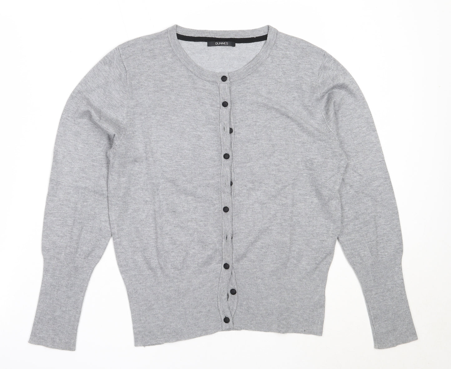 Dunnes Stores Womens Grey Round Neck  Viscose Cardigan Jumper Size 14