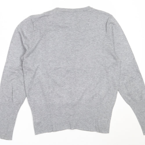 Dunnes Stores Womens Grey Round Neck  Viscose Cardigan Jumper Size 14