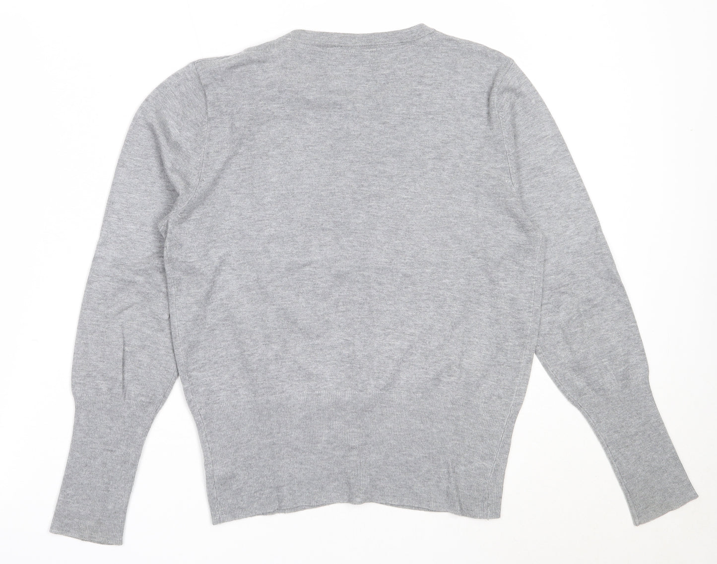 Dunnes Stores Womens Grey Round Neck  Viscose Cardigan Jumper Size 14
