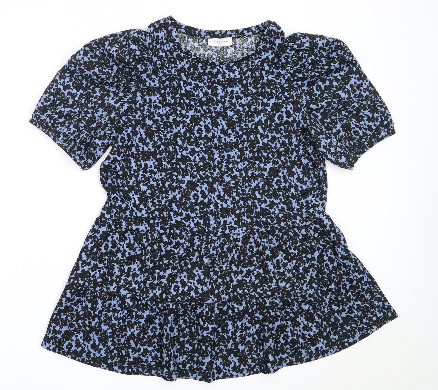 Papaya Womens Blue  Polyester Basic Blouse Size 12 Round Neck