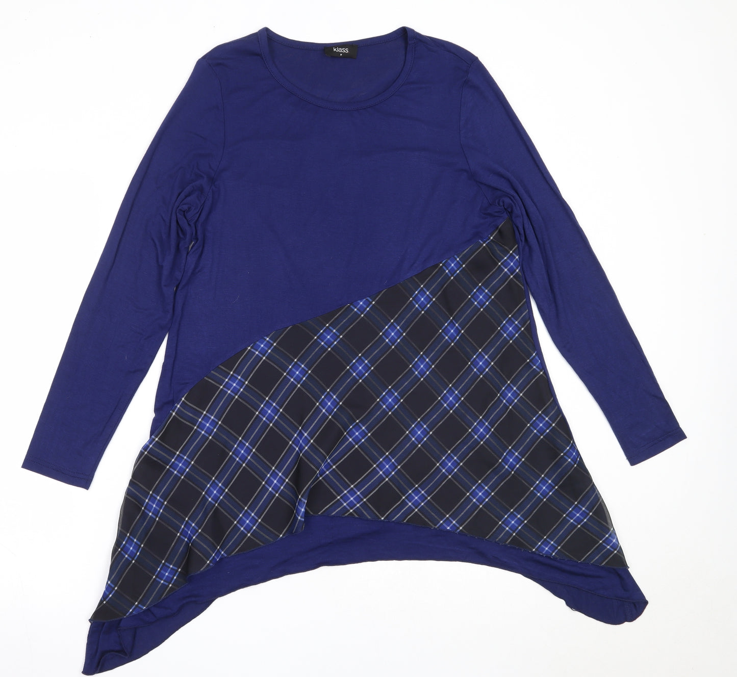 Klass Womens Blue  Viscose Tunic T-Shirt Size M Round Neck