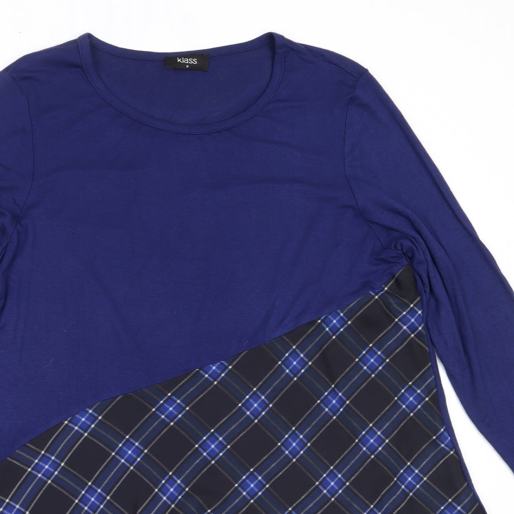 Klass Womens Blue  Viscose Tunic T-Shirt Size M Round Neck