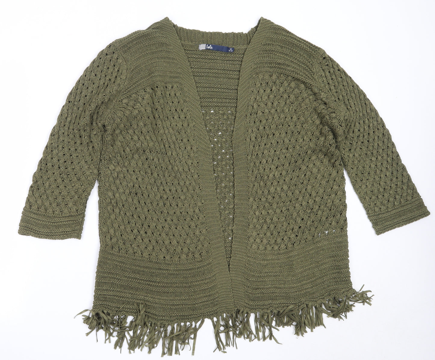 EWM Womens Green Round Neck  Acrylic Cardigan Jumper Size M