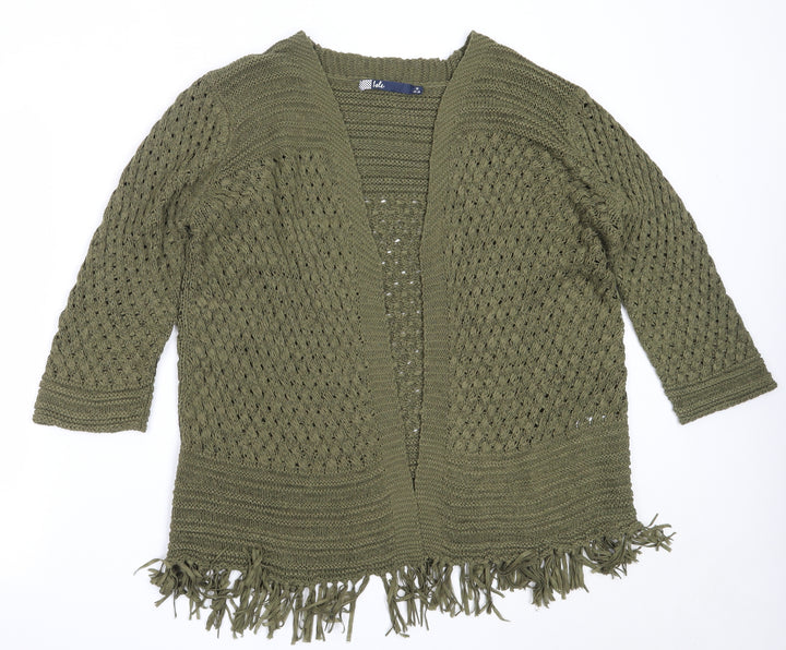 EWM Womens Green Round Neck  Acrylic Cardigan Jumper Size M