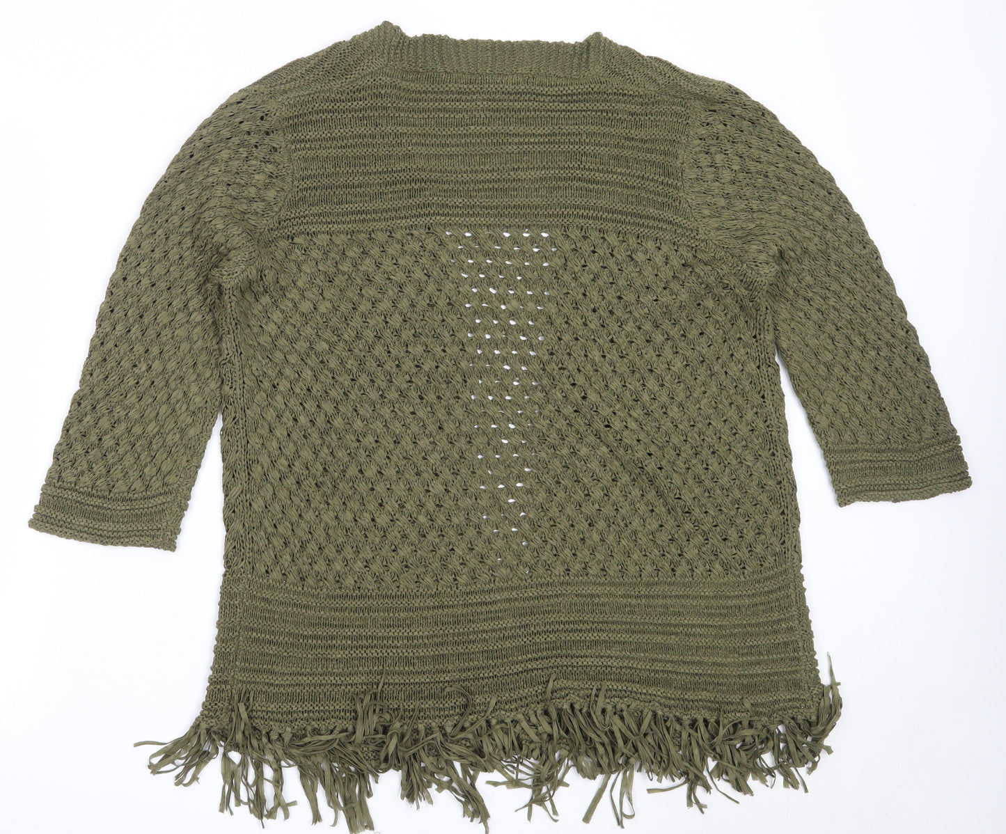 EWM Womens Green Round Neck  Acrylic Cardigan Jumper Size M