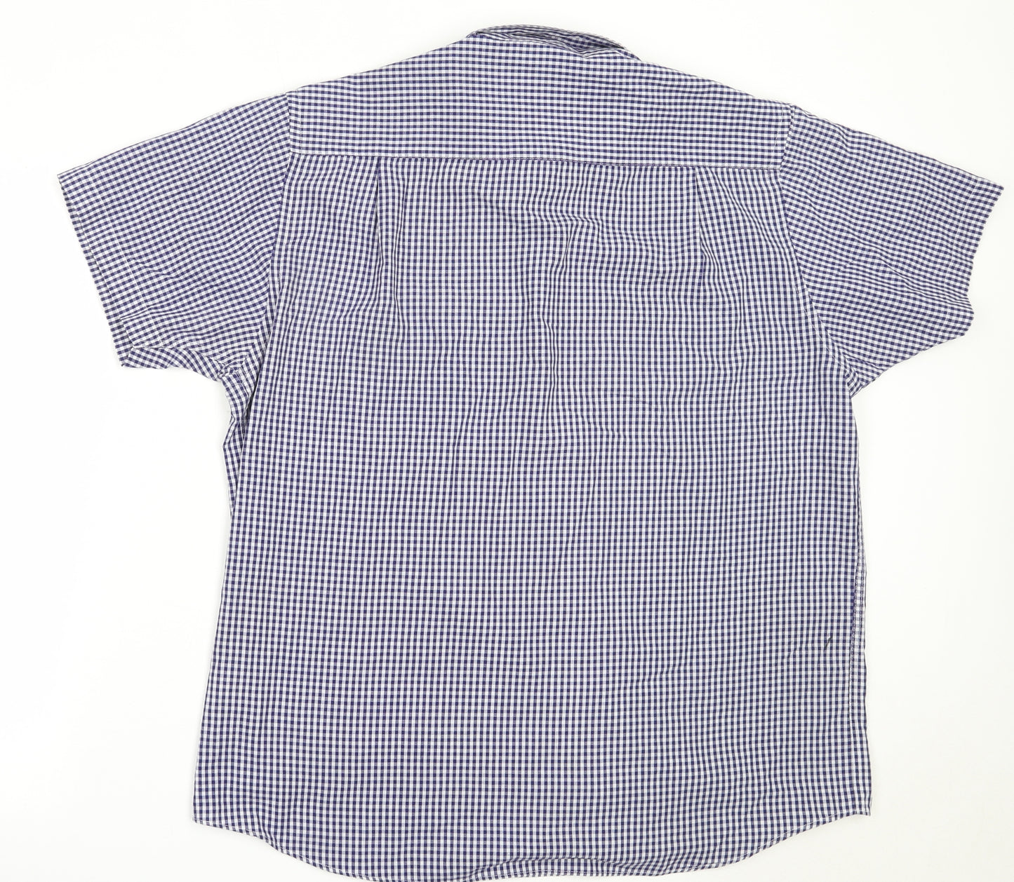 Primark Mens Blue Check Polyester  Button-Up Size XL Collared