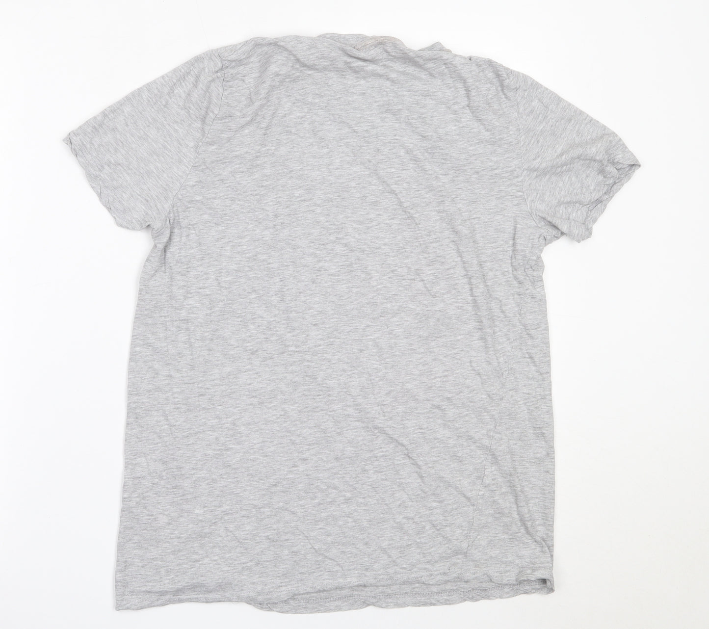 Pep&Co Womens Grey  Cotton Basic T-Shirt Size L Round Neck