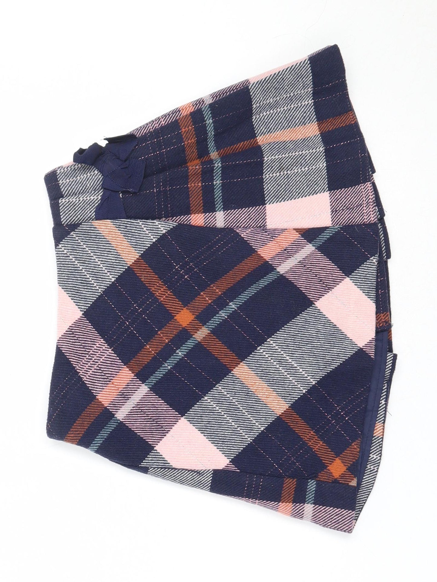 Dunnes Stores Girls Blue Check Polyester Skater Skirt Size 7 Years  Regular