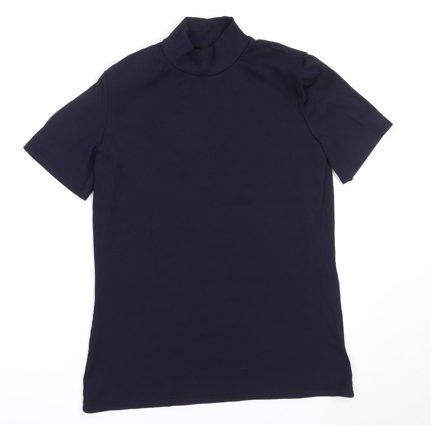 Marks and Spencer Womens Blue  Nylon Basic T-Shirt Size 12 High Neck