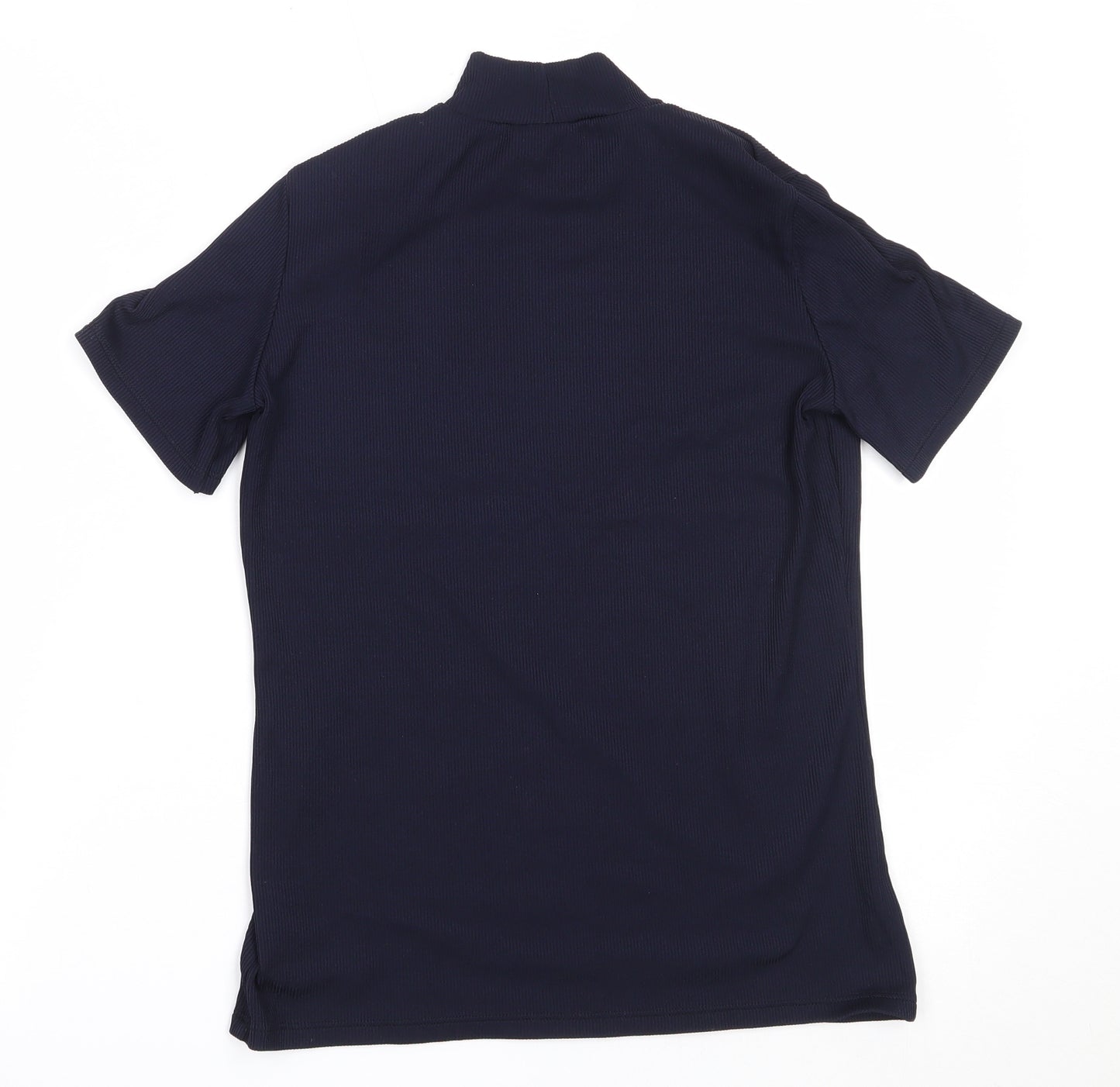 Marks and Spencer Womens Blue  Nylon Basic T-Shirt Size 12 High Neck