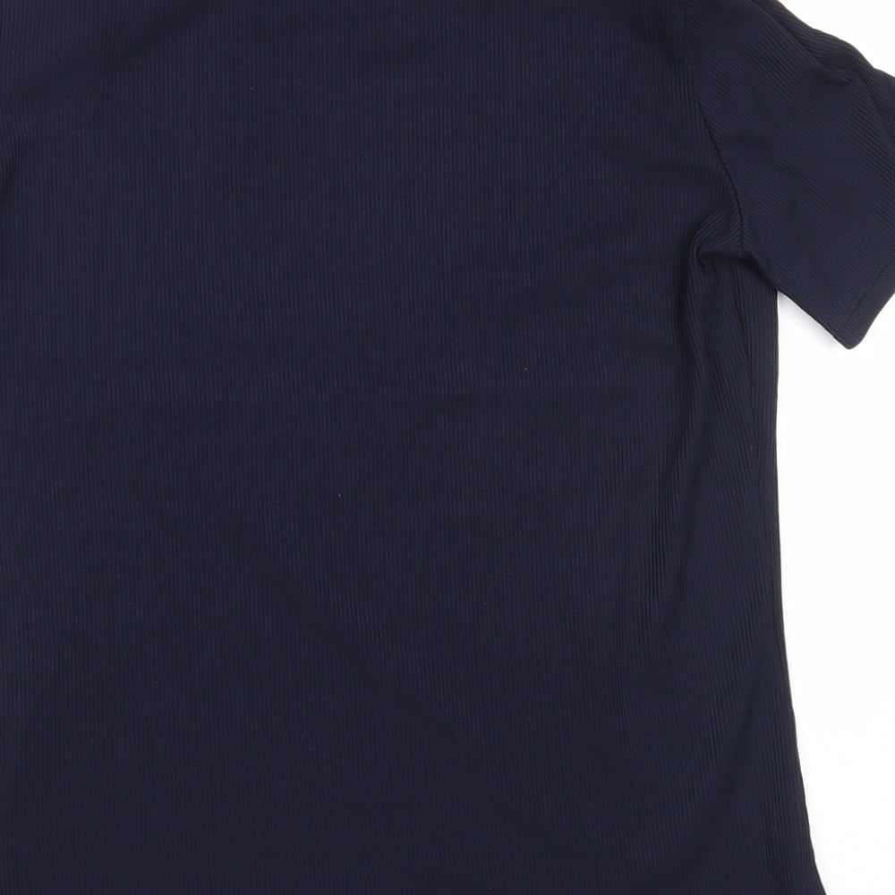 Marks and Spencer Womens Blue  Nylon Basic T-Shirt Size 12 High Neck