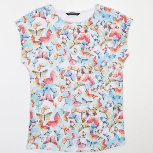 Dunnes Stores Womens White  Polyester Basic T-Shirt Size 10 Round Neck