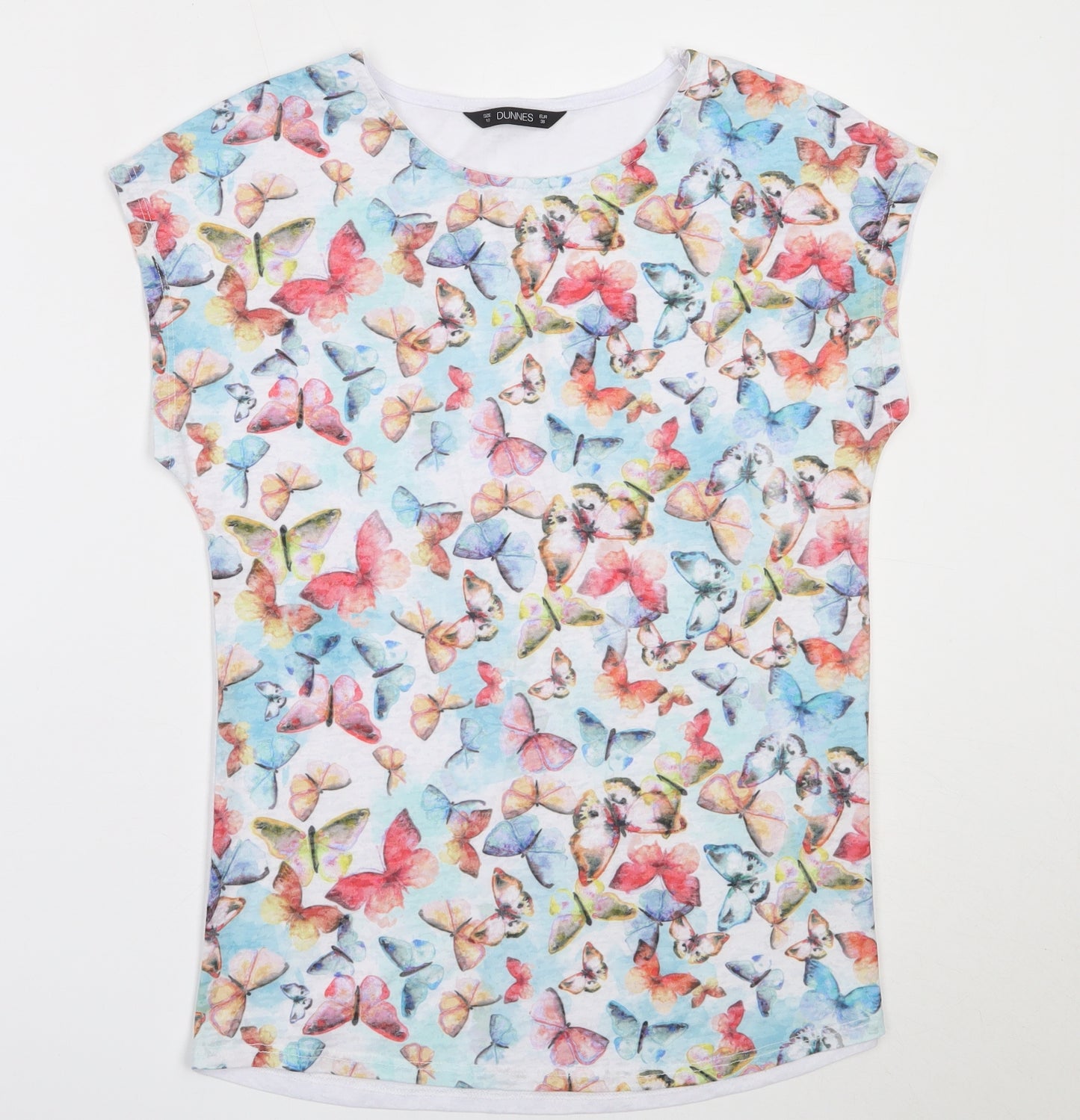 Dunnes Stores Womens White  Polyester Basic T-Shirt Size 10 Round Neck