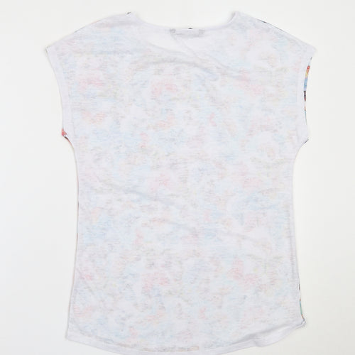 Dunnes Stores Womens White  Polyester Basic T-Shirt Size 10 Round Neck