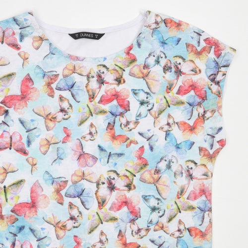 Dunnes Stores Womens White  Polyester Basic T-Shirt Size 10 Round Neck