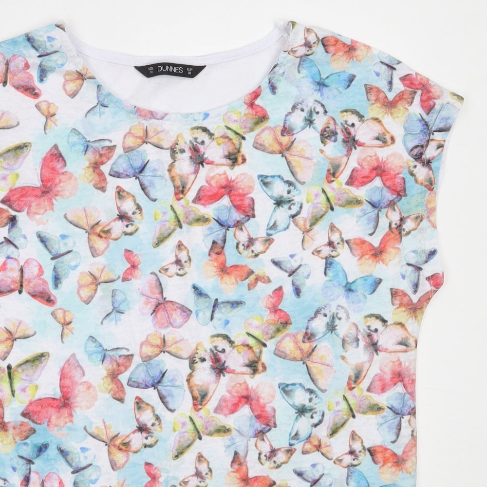 Dunnes Stores Womens White  Polyester Basic T-Shirt Size 10 Round Neck