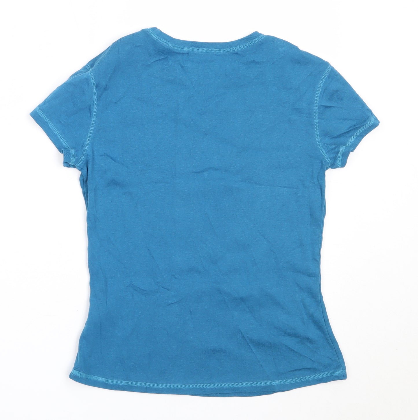 Marks and Spencer Womens Blue  Cotton Basic T-Shirt Size 10 Round Neck
