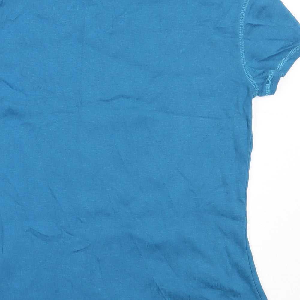 Marks and Spencer Womens Blue  Cotton Basic T-Shirt Size 10 Round Neck